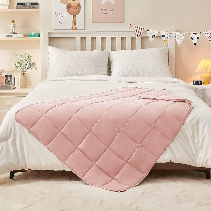 yescool Pink Weighted Blanket 5 Pounds Cooling Weighted Lap Blanket, Heavy Blanket for Sleeping, Weighted Throw Blanket Gifts for 40-60lbs, 40"x60"
