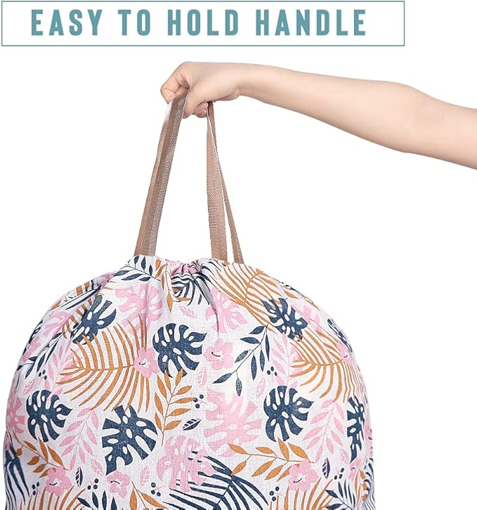 Sanlykate Extra Large Laundry Bag with Drawstring Closure and Handle, 28 x 40 Inch Heavy Duty Travel Dirty Clothes Bag for Laundromat and Household, Monstera
