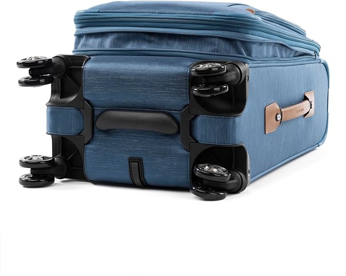 Travelpro Platinum Elite Softside Expandable Carry on Luggage, 8 Wheel Spinner Suitcase, USB Port, Suiter, Men and Women, Coastal Blue, Carry On 21-Inch