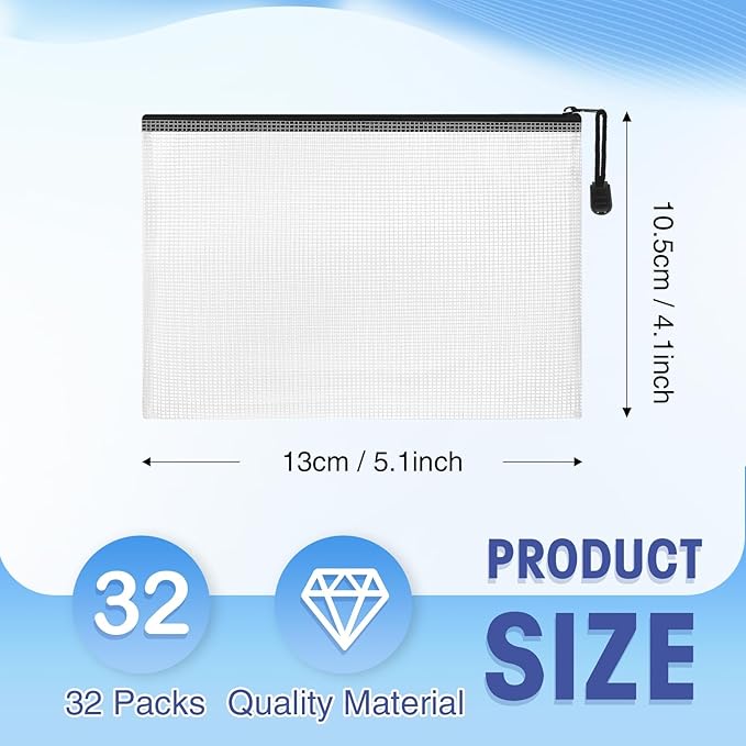 Jetec 32 Pcs Mesh Zipper Bags Toy Storage Bikini Organizer Bag Bolsas Para Guardar Trajes De Bano Waterproof Zipper Reusable Pouch Puzzle Multipurpose for Storage Office(Black,5.1 x 4.1 Inch)