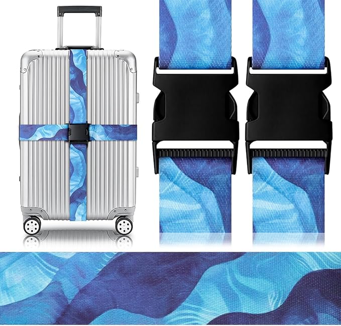 Gutsdoor Luggage Straps for Suitcases Adjustable Travel Belt, Connector Holds Suitcase Bright Colorful Identifiers Travel Bag Accessories (Sky Blue)