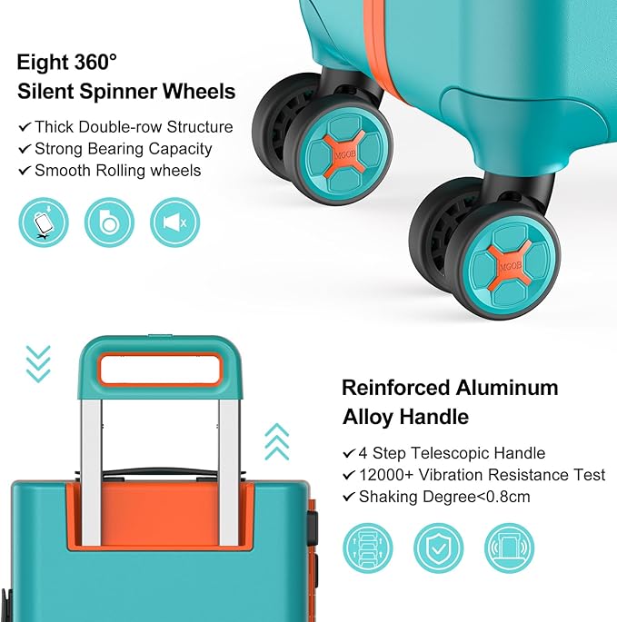 24 Inch Medium Checked Luggage, Hardside Rolling Suitcase with 4 Spinner Wheels & TSA Approved Lock,PC Hard Case Lightweight Carry Luggage for Women