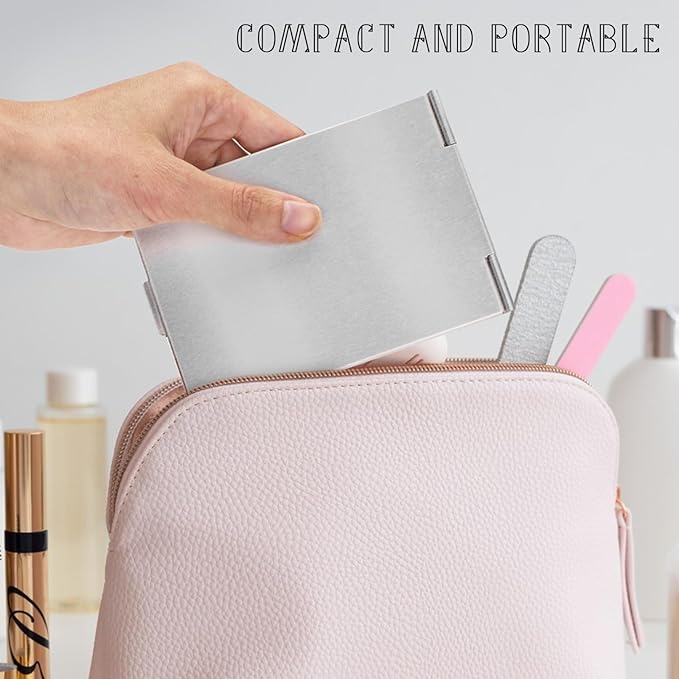 G2PLUS Portable Folding Vanity Mirror, Ultra-Slim Aluminum Shell Travel Mirror, 4x3 Inch Small Mirror for Travel, Bathroom, Makeup, Beauty, Grooming