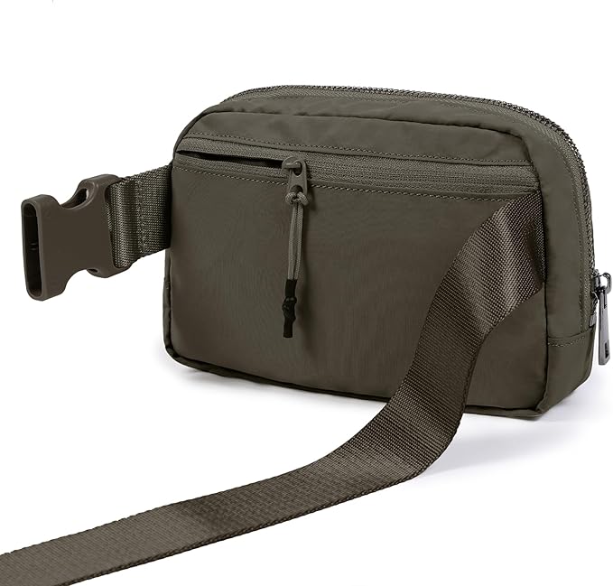 ODODOS Unisex Mini Belt Bag with Adjustable Strap Small Fanny Pack for Workout Running Traveling Hiking, Turkish Coffee