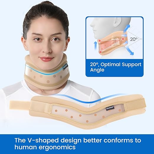 VELPEAU Neck Brace for Neck Pain and Support -Soft Cervical Collar for Sleeping, Snoozing, Sleeping Upright, Anti-Snoring, Sleep Apnea for Women & Men (Khaki, Dual-purpose Version, S: 10.5-11.5"/2.7")