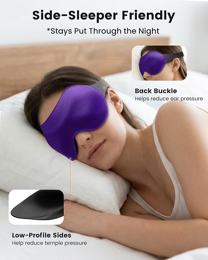 3 Pack Sleep Masks for Women & Men: True Blackout Eye Mask for Sleeping, 3D Contoured Zero Eye Pressure, Lash-Friendly, Side Sleeper Comfort, Airplane Travel Essentials, Night Eye Cover Blindfold