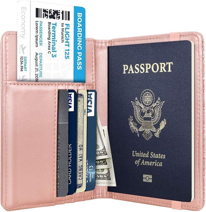Travel Passport Holder Cover RFID Blocking Cute Slim Passport Wallet for Women