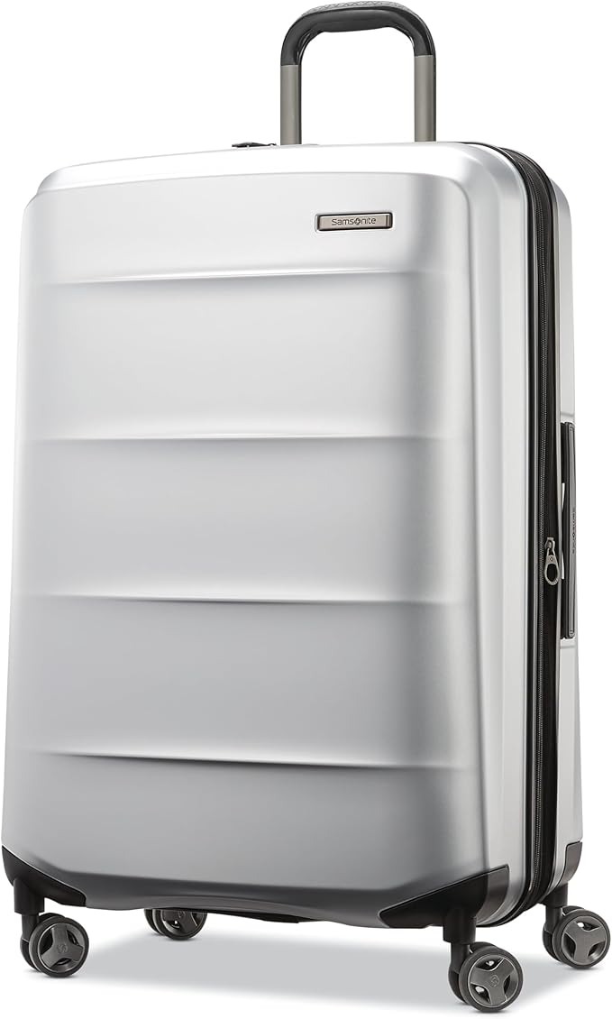 Samsonite Octiv Lightweight Hardshell 28-Inch Large Checked Luggage - Durable & Impact Resistant, 360° Aero Trac Spinner Wheels, Adjustable Telescopic Handle, Expandable, TSA Approved Lock - Silver