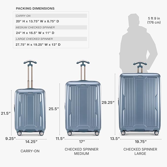 Traveler's Choice Ultimax II Polycarbonate Hardside Luggage with Spinner Wheels, Teal, 25-Inch Medium Luggage