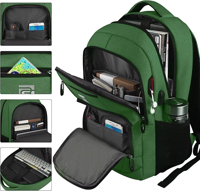Volher Laptop Backpack,Business Travel Anti Theft Slim Durable Laptops Backpack,Water Resistant College Computer Bag for Women & Men Fits 15.6 Inch Laptop and Notebook-Green