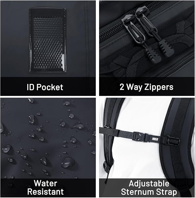 MIER Large Duffel Backpack Sports Gym Bag with Shoe Compartment, Heavy Duty and Water Resistant, Black, 45L