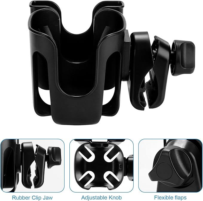 Accmor Universal Cup Holder, Stroller Cup Holder, 360° Rotatable Large Caliber Designed Bottle Holder for Stroller, Bike, Wheelchair, Walker, Scooter