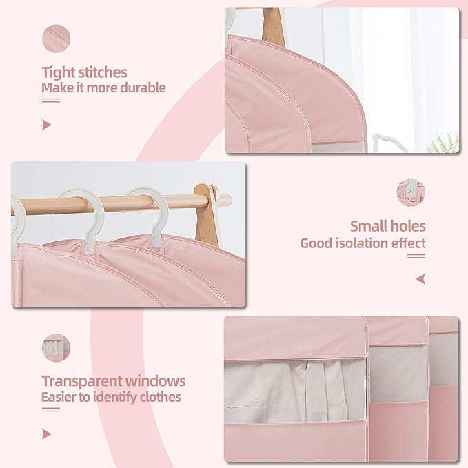 Suit Bag for Storage and Travel, (Set of 2 (23.3" x 50") Pink)