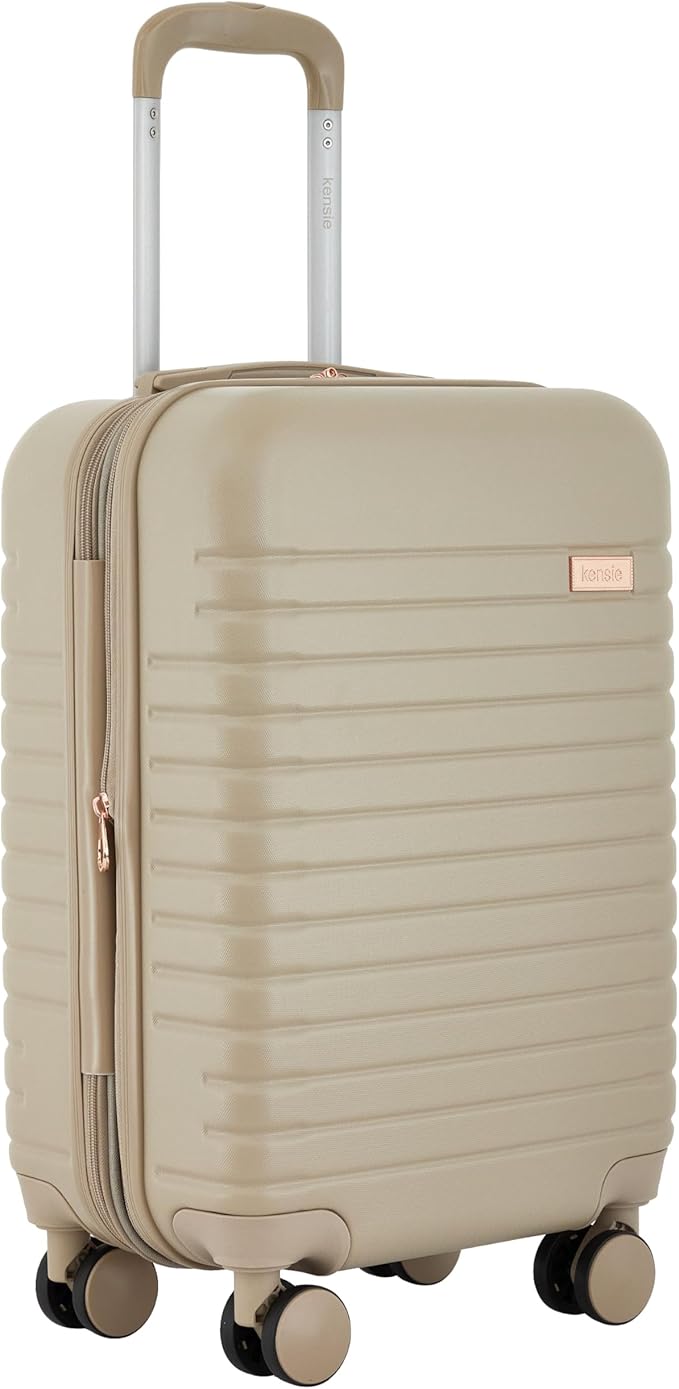 kensie 22" Graceful Hardside Carry-On Luggage, Light Taupe