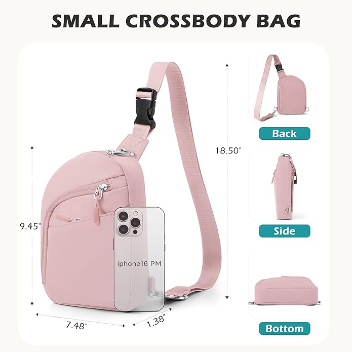 TOPEAST Anti Theft Crossbody Bags for Women Men, Small Sling Crossbody Bag Travel Purse Shoulder Wallet with RFID Blocking