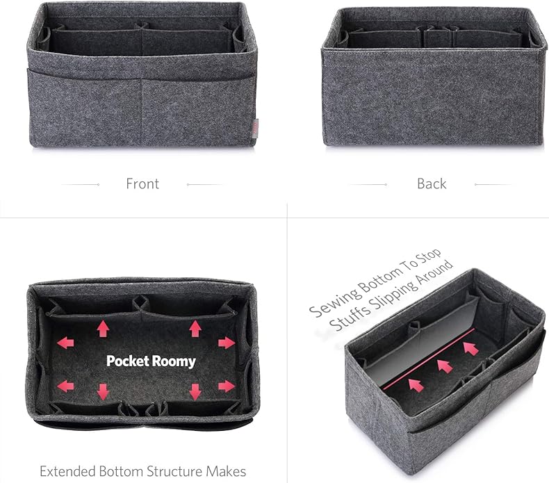 ZTUJO Felt Purse Organizer, Multi Pocket Bag in Bag Organizer For Tote & Handbag Shaper, Speedy 30, Speedy 35 and Speedy 40