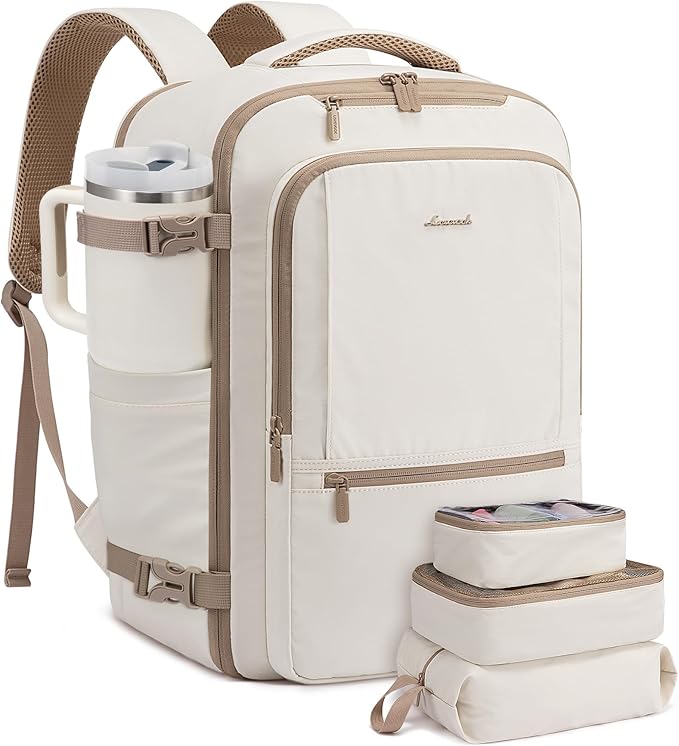 LOVEVOOK Travel Backpack for Women & Men, 60L Large Carry On Backpack Airline Approved, TSA Personal Item Weekender Bag, Laptop Backpacks with 3 Packing Cubes for Travel Essentials, Waist Belt