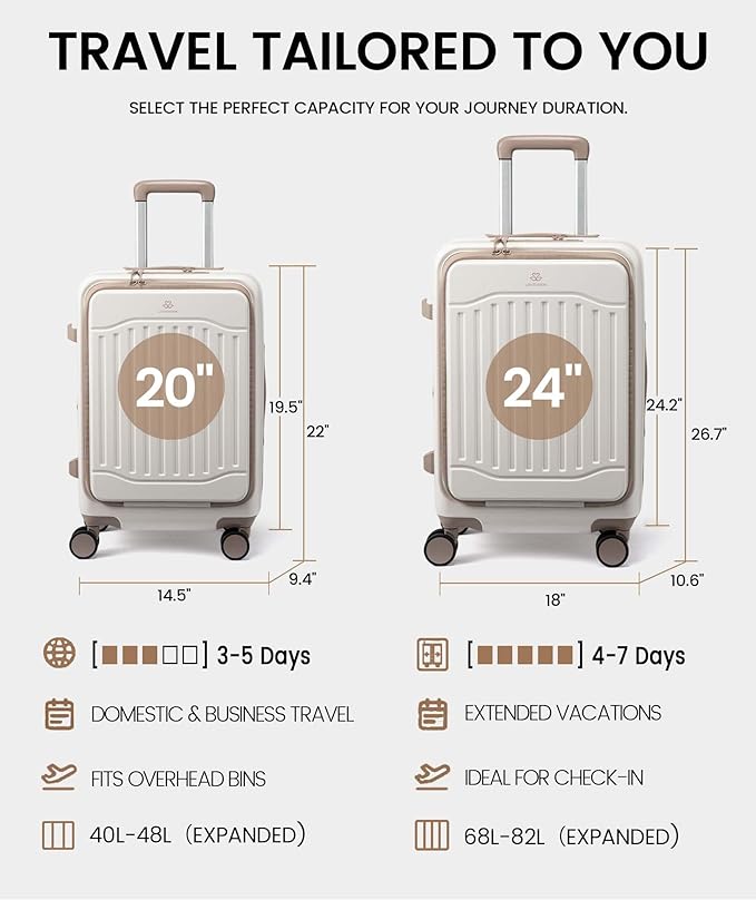 LOVEVOOK Carry On Luggage 22x14x9 Airline Approved, Expandable Hard Shell Suitcase with Spinner Wheels, USB Charging Port & Front Pocket, PC Hardside Rolling Luggage with TSA Lock for Travel