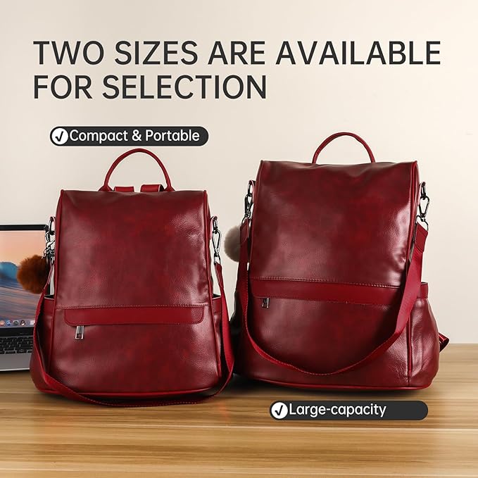 CHERUTY Women Backpack Purse PU Leather Anti-theft Casual Shoulder Bag Fashion Ladies Satchel Bags