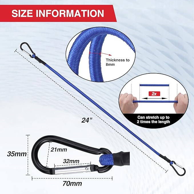 WORKPRO Bungee Cords Heavy Duty Outdoor - 8 PCS Bungee Cords with Hooks in a Storage Bag Includes 18", 24", 48", 60" Bungie Cord Bundle Assortment with Metal Hook, Bungee Straps