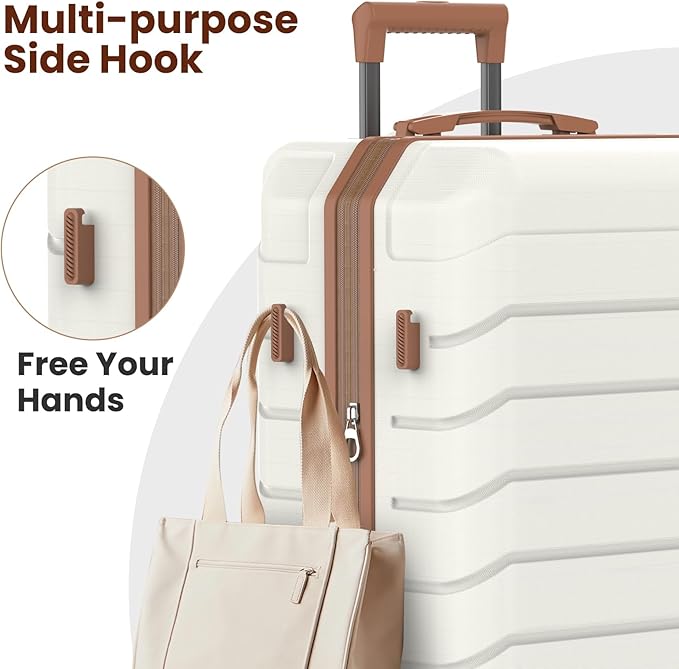 Luggage Sets 3 Piece, Hardside Carry On Suitcase with Spinner Wheels, Lightweight Durable Luggage for Travel | TSA Lock, Expandable Suitcase Set for Men and Women（20/26in） (White)
