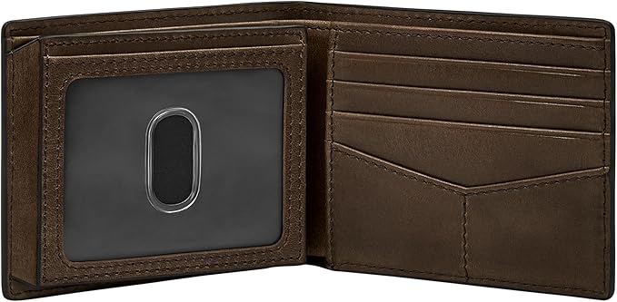 Fossil Men's Derrick RFID-Blocking Leather Bifold Wallet with Flip ID Window for Men