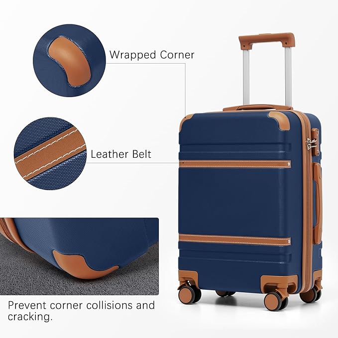 LONG VACATION Luggage Sets 6 Piece ABS+PC Hardshell Suitcase Set with Spinner Wheels, TSA Lock, YKK Zipper, Durable Travel Luggage