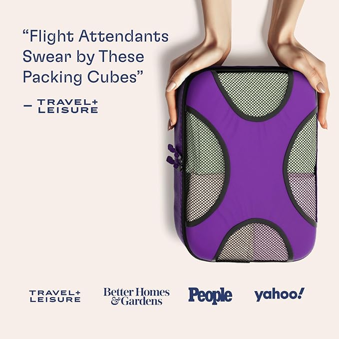 Shacke Packing Cubes for Travel 5 Set - Compression Luggage Organizer Bags - Versatile Travel Organizer for Women and Men - Optimized Packing Bags - Travel Essentials (Orchid Purple)