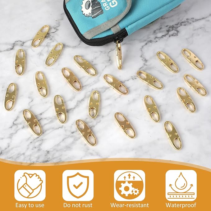 Phinus Lock Combo, Total 21PCS Clips Anti-Theft, S Shaped Zipper Locks, Locks Anti-Theft for Luggage, Clothing, Backpacks, Boots, Purses, Travel Outdoor Sports - Gold
