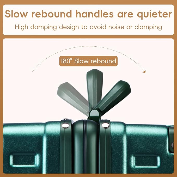 ROAMING Zipperless Luggage 22 Inch with Aluminum Frame, Polycarbonate Trunk-Medium Lightweight Hard Shell Suitcase with Spinner Wheels, Metal Travel Luggage with Double TSA Locks, Dark Night Green
