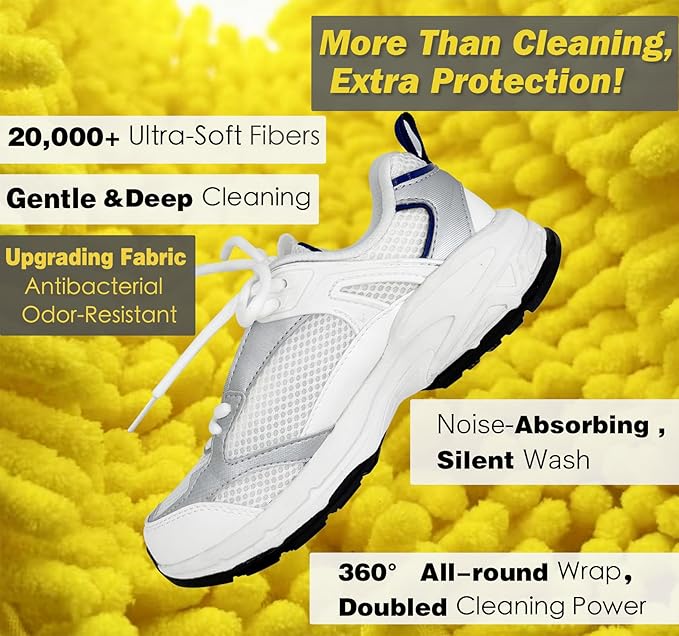 Shoe Washing Machine Bag,Laundry Shoe Bag for Washer and Dryer,Reusable Shoe Cleaning Bag for Sneakers,Tennis Shoes,With Self-locking Zipper, Microfiber Inside,Include Shoe Bag (Pro Yellow - 2 Pack)