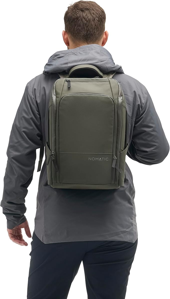NOMATIC 14L Travel Pack - Mens Travel Backpack - Expandable to 21L - Water Resistant Daypack - TSA-Ready - Lightweight Business Traveling Backpack for Men - 15" Laptop Compartment