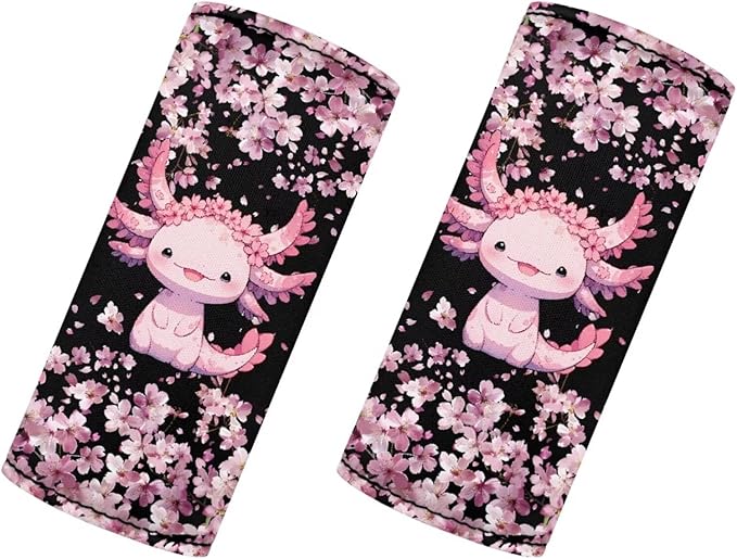 BIGCARJOB Luggage Handle Wraps Set Cute Axolotl Trolley Case Grip for Women Girls Door Protection Cover Suitcase Handle Cover Gifts Suitcase Handle Wraps Travel Bags Set of 2
