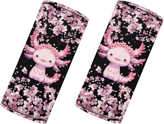BIGCARJOB Luggage Handle Wraps Set Cute Axolotl Trolley Case Grip for Women Girls Door Protection Cover Suitcase Handle Cover Gifts Suitcase Handle Wraps Travel Bags Set of 2
