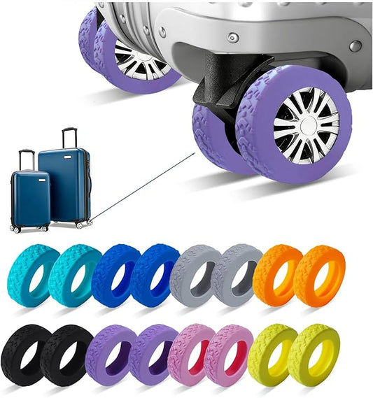 16-Pack Luggage Wheel Covers, Luggage Wheel Protector Covers for 2-2.4 inches Wheels Suitcases，Anti-Scratch & Noise Reduction Design, Silicone MaterialDurable Travel Case Accessories(16, Purple).