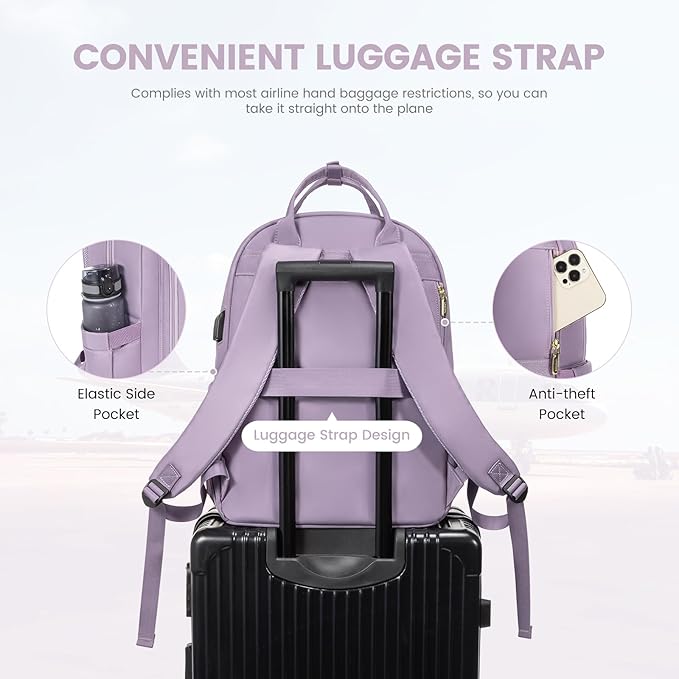 LOVEVOOK Laptop Backpack for Women, Water Resistant Travel Work Backpacks Purse Stylish College Bookbag Business Teacher Nurse Computer Bag with USB Charging Port, Fits 15.6" Laptop