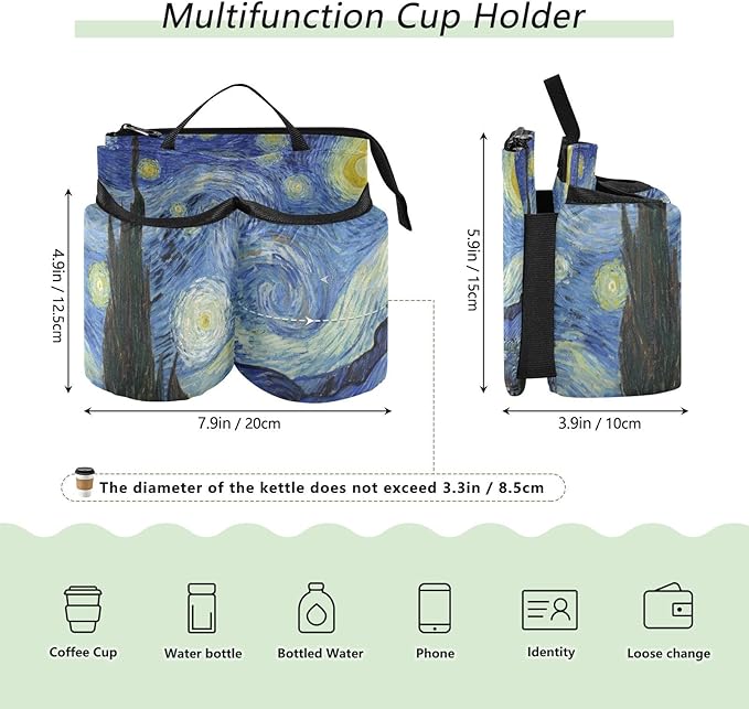 Luggage Cup Holder Travel Portable Free Hand Drink Carrier Suitcase Drinks Beverage Holder Carry-On Bottle Mug Holder Organizer Bag Travelers Accessories