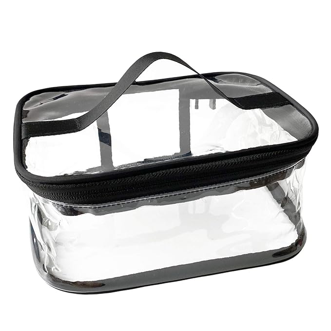 Toiletry Bag Makeup Cosmetic Clear Bag Portable Waterproof Transparent Travel Storage Black