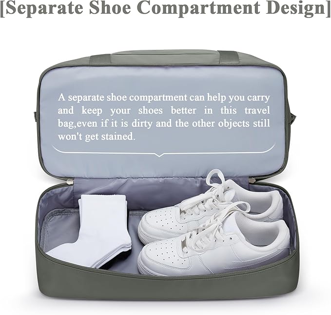 Travel Duffel Bag with Shoes Compartment, Carry on Overnight Weekender Bags for Women, For Spirit Airlines 18x14x8 Personal Item Bag