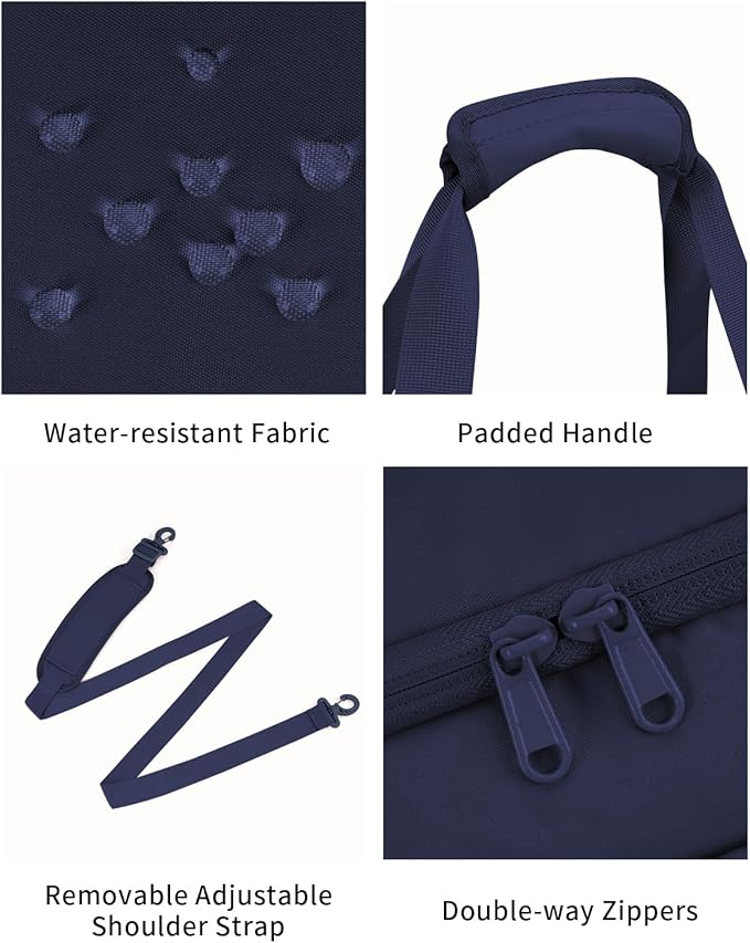 WANDF Travel Duffel Bag with Wet Pocket & Shoe Compartment, 18x14x8 Personal Item Bag with USB Charging Port, Water-Resistant Gym Weekender Overnight Carry-on for Women Men (Blue)