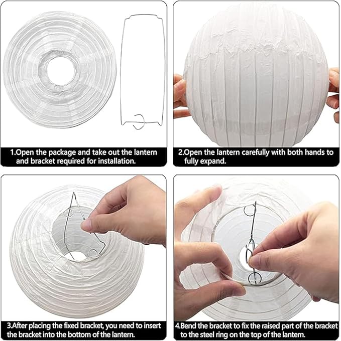 Paper Lanterns Decorative, Hanging chinese lanterns Indoor Outdoor for Birthday, Wedding, Christmas, Bridal, Home Decor, ceiling decorations Black/Red/White 12pcs(Size of 4”, 6”, 8”, 10”)