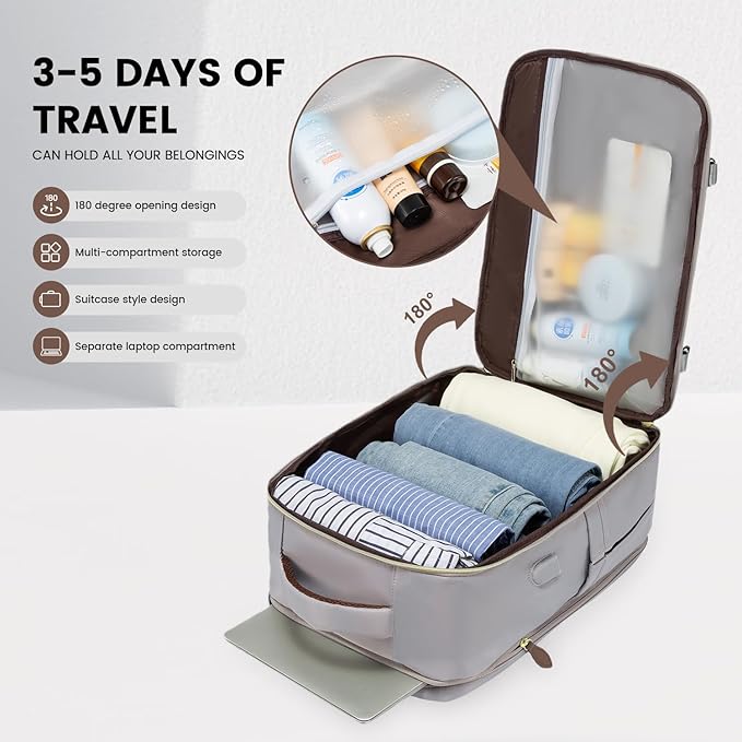 LOVEVOOK Travel Backpack for Women, 40L Carry On Backpack with 3 Packing Cubes,TSA Personal Item Travel Bag Airline Approved, Water Resistant Weekender Overnight Luggage Daypack, Fits 17 Inch Laptop