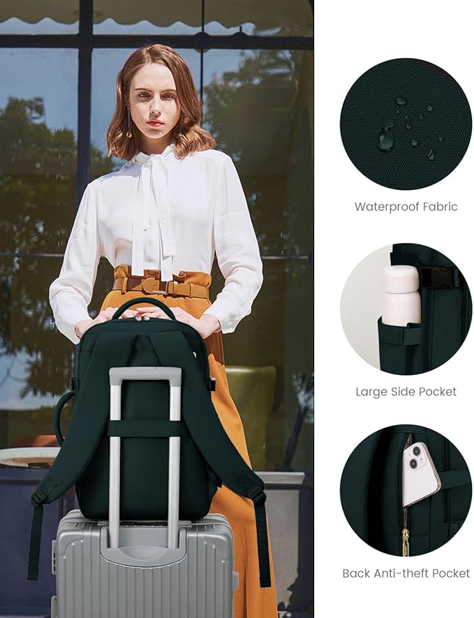 LOVEVOOK Carry On Travel Backpack For Women Flight Approved, 50L Personal Item Travel Bag for Airplanes, Business Weekender Fit 18 Inch Laptop, Waterproof Overnight Daypack with 3 Cubes