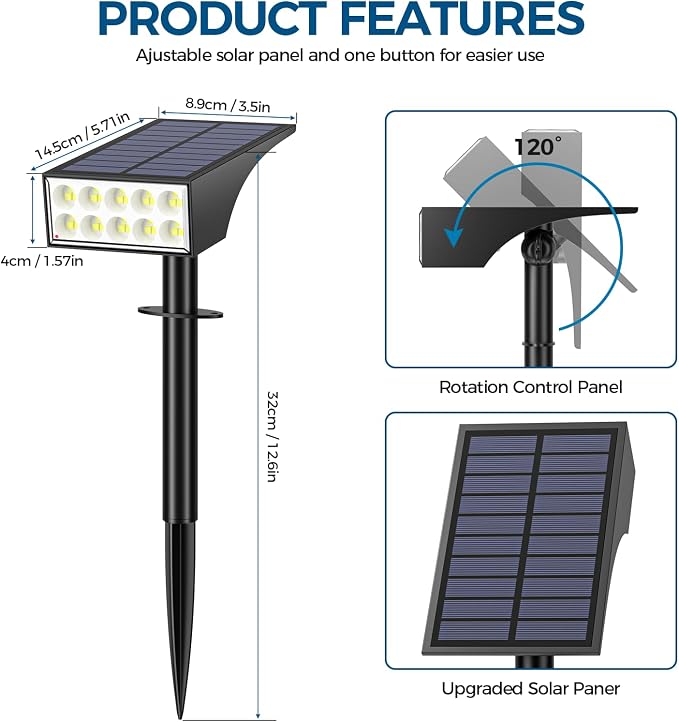 Solar Lights Outdoor Waterproof IP65, Landscape Lights, 6 Pack, Cool White | IP65 Waterproof, Auto On/Off LED Powered Yard Garden Flood Solar Light for Outside Pathway Wall Tree Lawn Uplights Lights