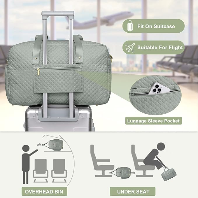 Large Weekender Travel Duffle Bag - With Shoe Compartment Weekender Bags for Womens Carry on Overnight Bag with Toiletry Bag Gym Duffel Bags with Wet Pocket Hospital Bags for Women Labor and Delivery