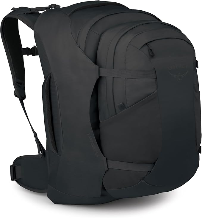 Osprey Farpoint 55L Men's Travel Backpack - Carry On Bag with Personal Item Sized Detachable Daypack, Black