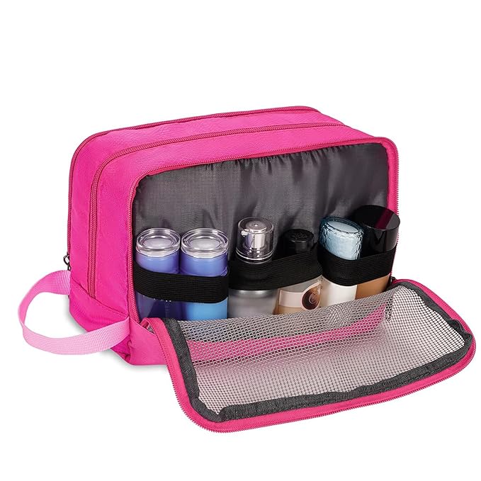 Toiletry Bag for Men Hanging Dopp Kit Water Resistant Shaving Bag Small Toiletry Bag for Traveling (Pure Pink)