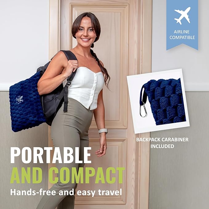 BOACAY Packable Travel Blanket for Airplane, Car - Compact Office Blanket - Portable Pillow for Adults, Kids with Case, Luggage Sleeve, Backpack Clip