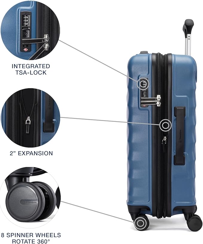 Travelpro Maxlite Air V2 Hardside Expandable Carry on Luggage, 8 Spinner Wheels, Lightweight Hard Shell Suitcase, TSA lock, Ensign Blue, Carry On 20-Inch