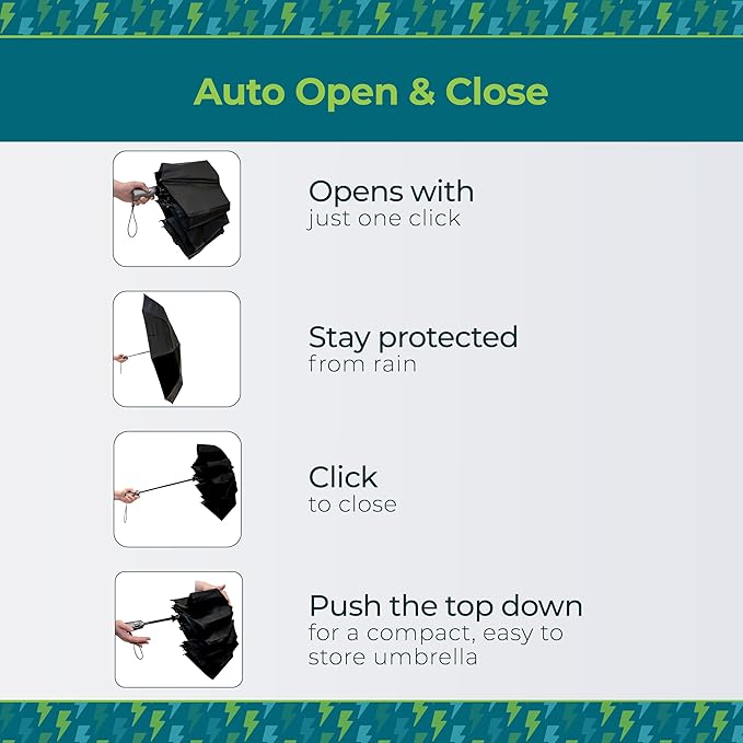 Totes Auto Open/Close Windproof Ultimate Compact Umbrella with UV and Water Repellent Protection